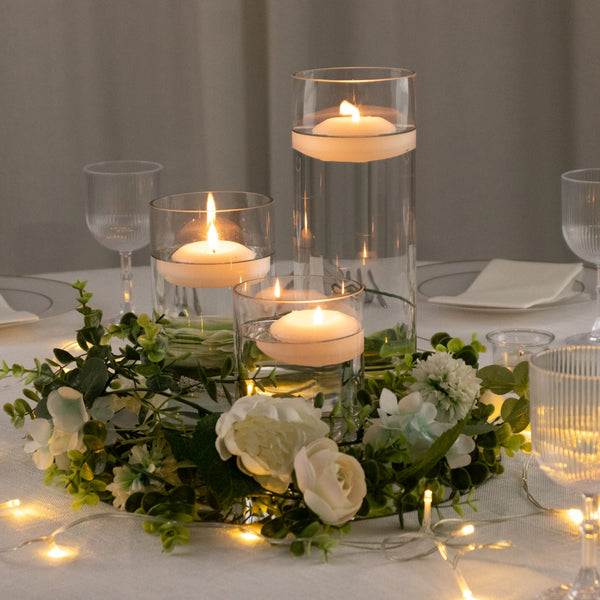 Premium Glass Cylinder Vase Set of 3 – Clear Vases for Flowers, Candles & Table Centerpieces – 6", 8", 12"