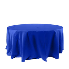Satin 120" Round Tablecloth Royal Blue - Stylish Seamless Table Cover