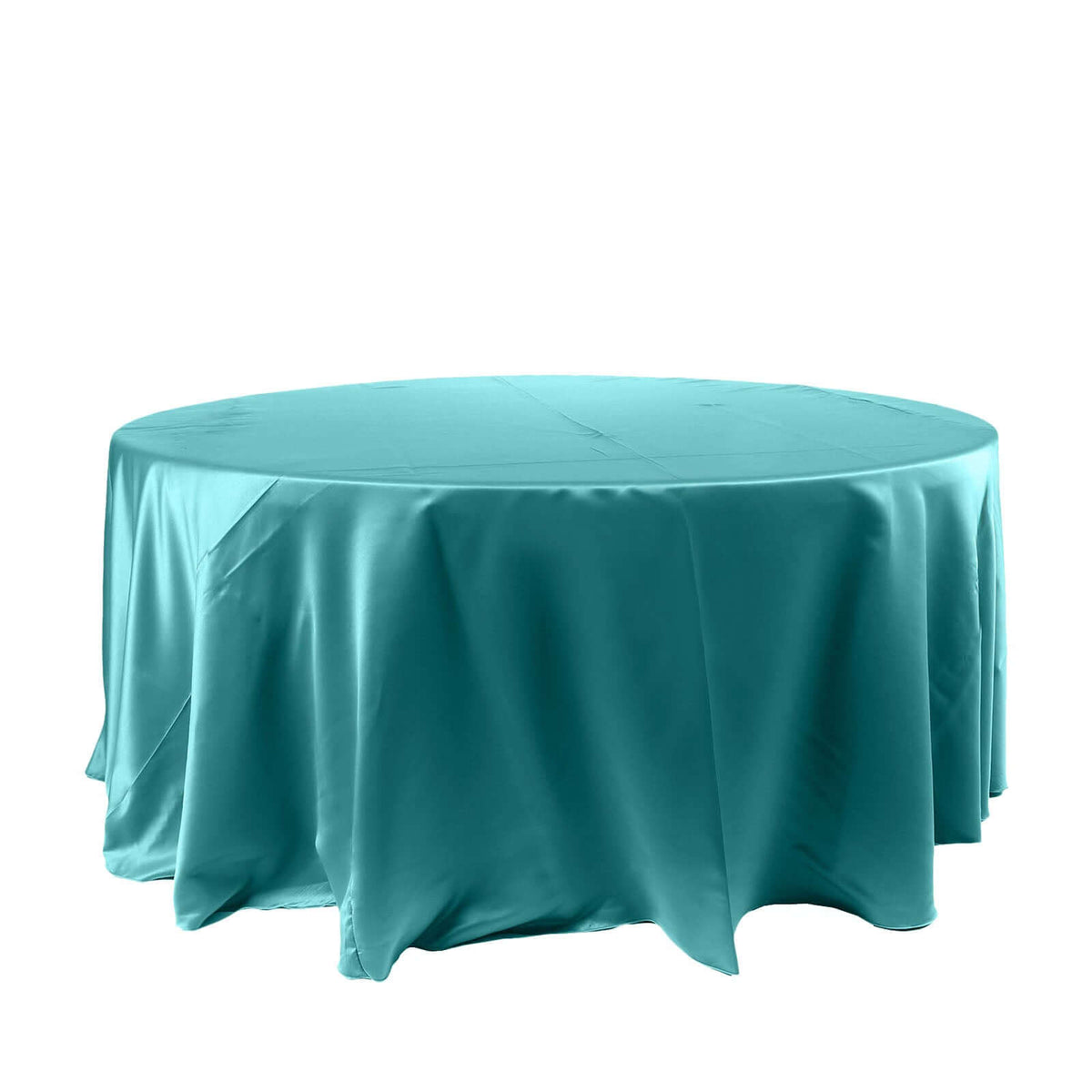 Satin 120" Round Tablecloth Turquoise - Stylish Seamless Table Cover